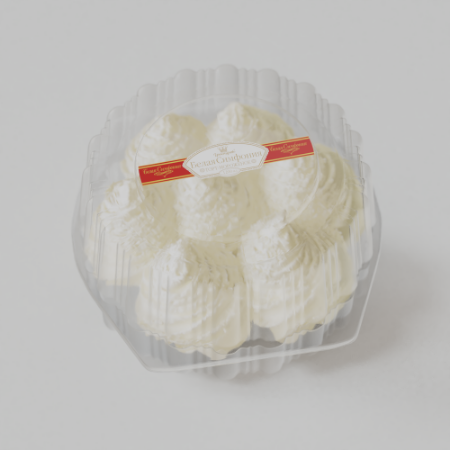 Изображение Торт-морож. Белая симфония с ЗМЖ с ар. кокоса, декор. вар. сг. мол. и кокос. стружк. 600г/4 (26/92)