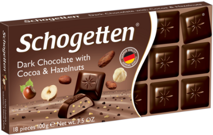 Изображение Шоколад "Шогеттен" Черный с дробл. КАКАО-БОБАМИ и лесн. орехом100 гр.1/15