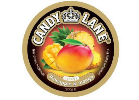 Изображение (CL-1-5) Candy Lane фрукт. леденцы ананас/манго ж/б 200гр. 1/6