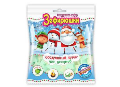 Изображение (ZF-4-9) ЗЕФИРЮШКИ ЕЛКИ воздушный зефир для десертов 80гр. 1/20