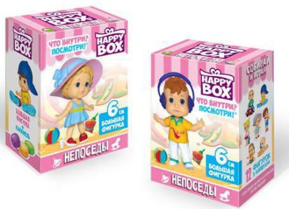 Изображение (HB-2-7) HAPPY BOX  НЕПОСЕДЫ, фигурка+карамель в коробке 18гр 1/10
