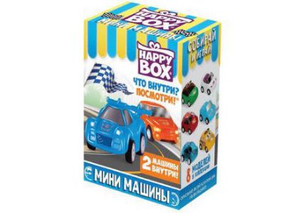 Изображение (HB-2-21) HAPPY BOX  МИНИ МАШИНЫ, фигурка+карамель в коробке 18гр 1/10