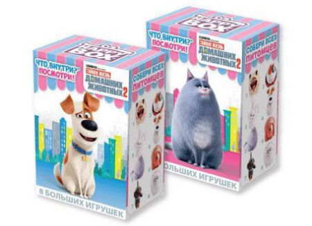 Изображение (HB-2-27) HAPPY BOX  ТАЙНАЯ ЖИЗНЬ ДОМАШНИХ ЖИВОТНЫХ фигурка+карамель в коробке 18гр 1/10