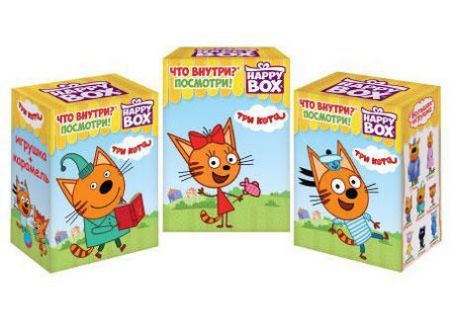 Изображение (HB-2-22) HAPPY BOX  ТРИ КОТА, фигурка+карамель в коробке 18гр 1/10