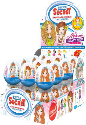 Изображение (ES-2-26) МЕГА Секрет МОДНЫЕ ПОДРУЖКИ, яйцо с игрушкой 20 гр.1/24