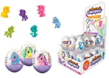 Изображение (ES-1-15) Забавный сюрприз ЕДИНОРОЖКИ , яйцо с игрушкой 20 гр.1/24