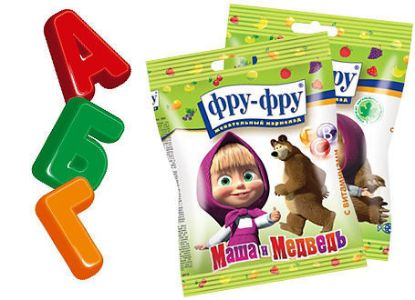 Изображение (FF-3-10/МВ) Маша и Медведь, ЗЕЛЕНЫЙ азбука, жев.мармел  30гр 1/24