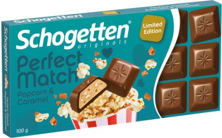 Изображение Шоколад "Шогеттен" PERFECT MATCH кармельно-кремовой нач. и кусочками ПОПКОРНА 100 гр.1/15