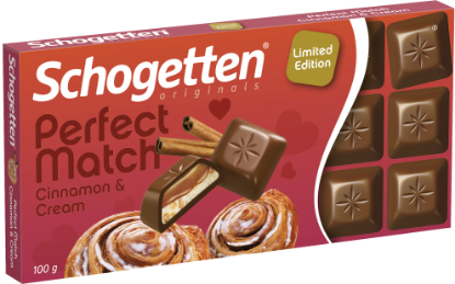 Изображение Шоколад "Шогеттен" PERFECT MATCH кремово-слив. нач с кусочками печенья и КОРИЦЕЙ 100 гр.1/15