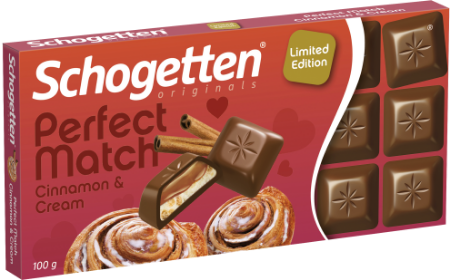 Изображение Шоколад "Шогеттен" PERFECT MATCH кремово-слив. нач с кусочками печенья и КОРИЦЕЙ 100 гр.1/15