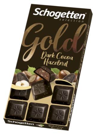 Изображение Шоколад "Шогеттен" GOLD темный с дробленым фундуком и начинкой какао-крем с фундуком 100 гр.1/15