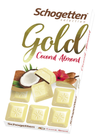 Изображение Шоколад "Шогеттен" GOLD белый с кокосовой стружкой кусочками вафель 100 гр.1/15