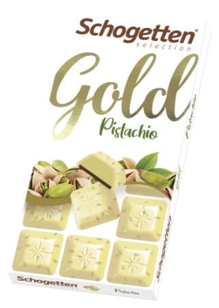 Изображение Шоколад "Шогеттен" GOLD белый с фисташками и молочным шоколадом 100 гр.1/15