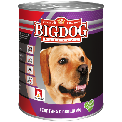 Изображение BIG DOG Телятина с овощами 850 ж/б 1/9