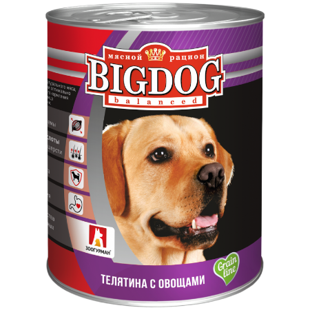 Изображение BIG DOG Телятина с овощами 850 ж/б 1/9
