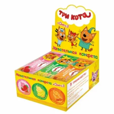 Изображение (ВВ-3-7) ТРИ КОТА , жев.конфета с омега-3, 11гр 1/48