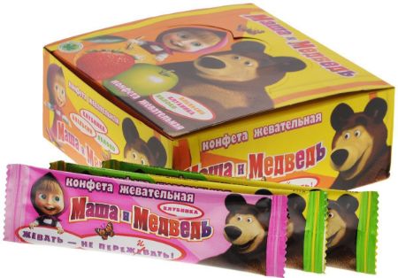 Изображение (ВВ-3-8) МАША и МЕДВЕДЬ , жев.конфета с омега-3, 11гр 1/48