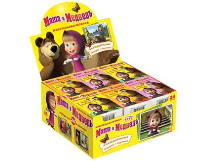 Изображение (МК-59-3/MВ) Маша и Медведь, жеват. резинка фрукт. шарики 24гр. 1/12