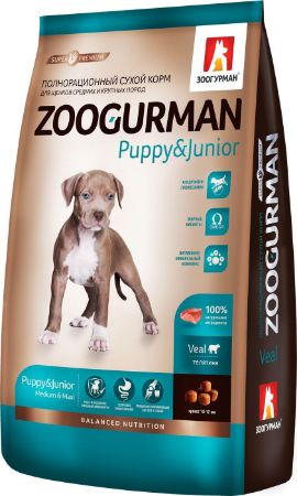 Изображение Cух корм Zoogurman Телятина д/щенят средних и круп пород 12кг 1/1