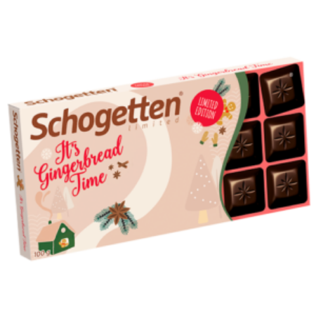 Изображение Шоколад "Шогеттен"  "ITS TIME GINGERBREAD" тём с какао-крем нач.с кусочками имб.пряников 100 гр.1/15