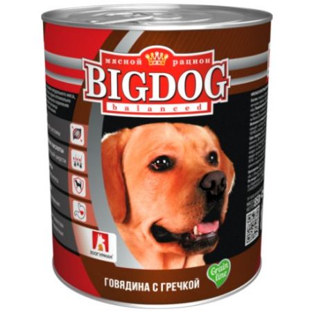 Изображение BIG DOG Говядина с гречкой 850 ж/б 1/9