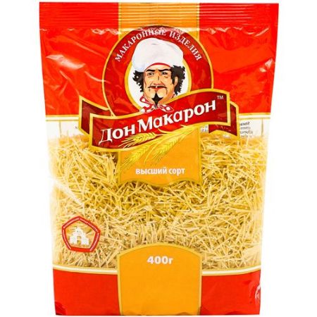 Изображение Группа В 400гр Вермишель "ДОН МАКАРОН" в/с 1/34