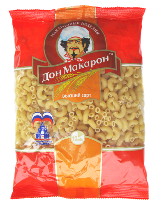 Изображение Группа В 400гр Рожки рифленые "ДОН МАКАРОН" в/с 1/30