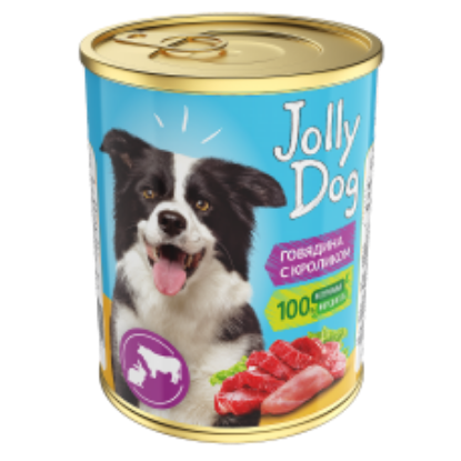 Изображение Jolly Dog Говядина с кроликом д/с ж/б 350гр